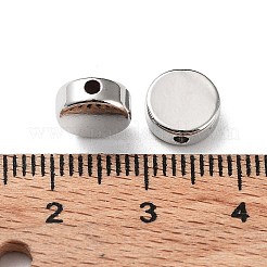 ラックメッキ真鍮スペーサービーズ  フラットラウンド  プラチナ  8x3mm  穴：1.4mm&nbsp;KK-WH0084-18D-P