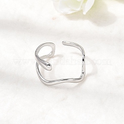 女性用304ステンレススチールオープンカフリング  ナゲット  ステンレス鋼色  10.5mm  18mm&nbsp;RJEW-K313-13P