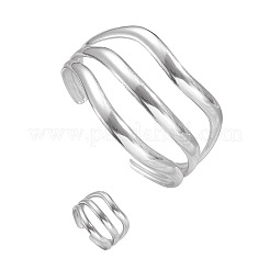 Multi-layer 304 Stainless Steel Cuff Open Rings for Women&nbsp;WGBC60A-06