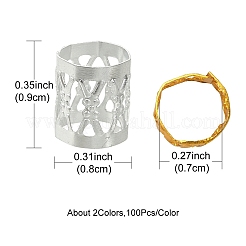 200Pcs 2 Colors Aluminum Dreadlocks Beads Hair Decoration&nbsp;ALUM-YW0001-05
