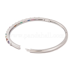 Brass Pave Colorful Glass Hinged Bangles for Women&nbsp;BJEW-S147-21D-P