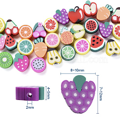 100Pcs Handmade Polymer Clay Fruit Theme Beads&nbsp;CLAY-YW0001-10
