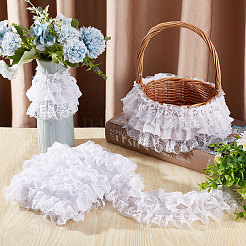 5 Yards 3-Layer Pleated Polyester Chiffon Lace Trim&nbsp;OCOR-WH0082-01A
