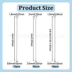 30個、3つのスタイル、925つのスターリングシルバーピンセット  銀  39~40x0.5~0.6mm  10個/スタイル&nbsp;STER-UN0001-17