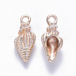 合金エナメルチャーム  らせん状のシェル形状  ライトゴールド  乳白色  19.5x7.5x6.5mm  穴：2.5mm&nbsp;ENAM-N054-019A