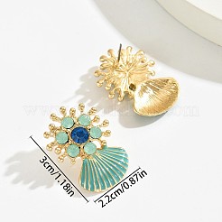 Alloy Enamel Flower with Shell Shape Dangle Stud Earrings&nbsp;FS-WGC534F-01