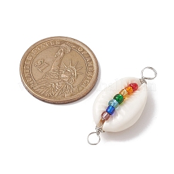 2Pcs 2 Colors Natural Shell Connector Charms&nbsp;PALLOY-JF02692