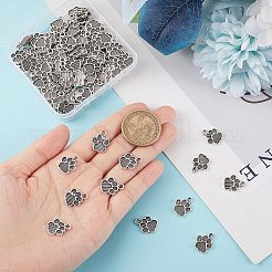 犬の足跡チベット風合金ペンダントエナメルセッティング100個  アンティークシルバー  15x12x2mm  穴：2mm&nbsp;FIND-SC0004-30