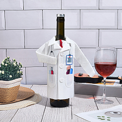 2セット2スタイルのフェルトワインボトルカバーバッグデコレーションと金具  男性用医師の服  ホワイト  230x355x2mm&nbsp;AJEW-CP0011-83
