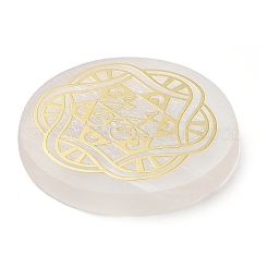 Flat Round Natural Selenite Slice Coasters&nbsp;AJEW-C042-01C