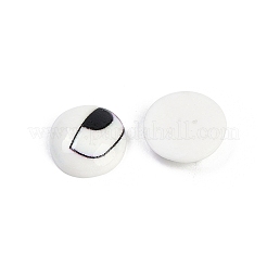 白と黒のフラットラウンドい漫画の樹脂カボション  目  13x4mm&nbsp;CRES-Q009-01C
