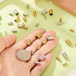 32個 8スタイル 304ステンレススチールコードエンド  コラム  ゴールデン·ステンレス鋼色  7~10x3~6mm  内径：2~5mm  4個/スタイル&nbsp;STAS-TA0003-16
