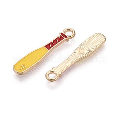 合金とエナメルのペンダント  野球バットチャーム  ゴールドカラー  ゴールド  24x5x1mm  穴：2mm&nbsp;ENAM-T021-66G