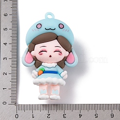 12 中国の十二支の女の子人形 PVC プラスチックペンダント  兎  56x35x23mm  穴：3mm&nbsp;KY-S172-16D