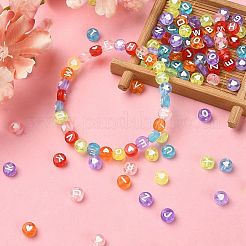 1400個透明アクリルビーズ  フラットラウンド  ミックスカラー  7x3.5~4mm  穴：1.5~1.8mm&nbsp;TACR-YW0002-02