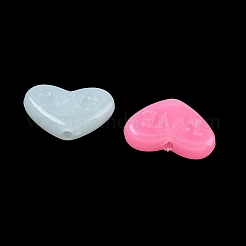 プラスチックビーズ  模造ゼリー  単語「love」付けのハート  ミックスカラー  12.5x17.5x5mm  穴：1.6~1.8mm  約781個/500g&nbsp;KY-F023-08C