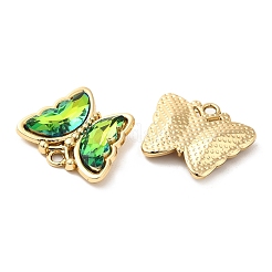 ガラスチャーム  合金パーツ  蝶  ゴールドカラー  19.5x23x5mm  穴：2mm&nbsp;X-PALLOY-P303-01G