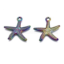 合金ペンダント  カドミウムフリー＆ニッケルフリー＆鉛フリー  ヒトデ  虹色  24.5x25x2mm  穴：2mm&nbsp;PALLOY-N163-030-NR