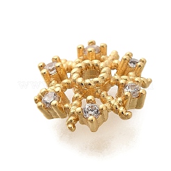 Rack Plating Brass Micro Pave Clear Cubic Zirconia Bead Caps&nbsp;KK-H508-18G