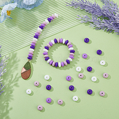2Bags 80Pcs Rondelle Food Grade Eco-Friendly Silicone Focal Beads&nbsp;SIL-DC0001-69C