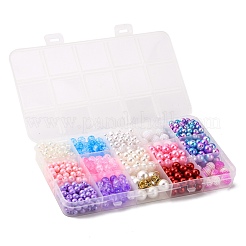 640個15スタイルアクリルビーズセット  ラウンド  ミックスカラー  6x5mm  穴：1.8mm&nbsp;DIY-FS0002-47