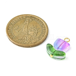 ガラスチャーム  黄金の鉄のパーツと  花のチャーム  ミックスカラー  19~20x14x5~5.5mm  穴：2.2~2.4mm&nbsp;PALLOY-TA00059-03