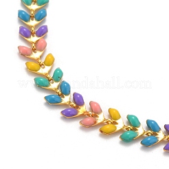 Brass Enamel Cobs Chains Bracelets&nbsp;BJEW-JB05744