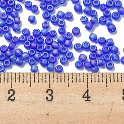 トーホー 8/0ラウンドビーズ  日本製シードビーズ  (87f) 透明abフロストダークサファイア  3mm  穴：1mm  約222個/10g&nbsp;X-SEED-TR08-0087F