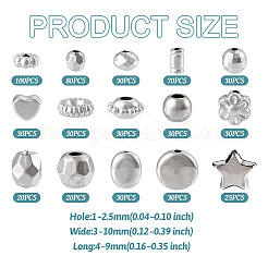 585 個 15 スタイル ccb プラスチックビーズ  多面カット  混合形状  プラチナ  4~9x4~10mm  穴：1~2.5mm&nbsp;CCB-TA0001-04