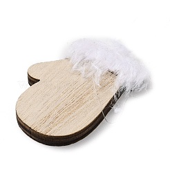 クリスマス未完成の木製ペンダント装飾  壁の装飾  麻紐と鉄の輪付き  手袋  11.4cm&nbsp;LS-WOOD-D026-01A