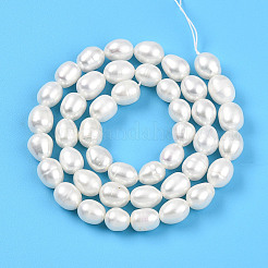 天然養殖淡水パールビーズ連売り  ライス  乳白色  7~9x6~7.5mm  穴：0.5mm  約43~44個/連  14.65~14.88''（37.2~37.8センチメートル）&nbsp;PEAR-N012-07Y