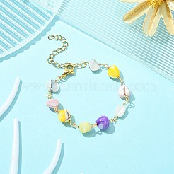 Natural Shell Nugget Beaded Chains Kids Bracelets&nbsp;BJEW-JB09462-01