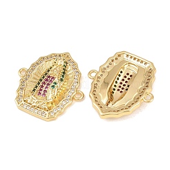 Brass Micro Pave Colorful Cubic Zirconia Religion Virgin Links Connector Charms&nbsp;KK-Z146-13G