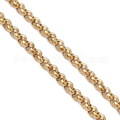 4mm 304ステンレススチールローロチェーンブレスレットの作り方  丸カン付き  ゴールドカラー  6.30インチ（16cm）&nbsp;AJEW-JB01464-01