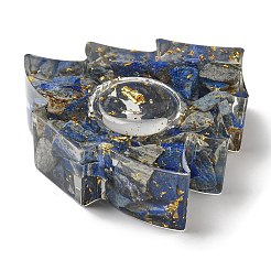 天然ラピスラズリと樹脂のキャンドルホルダー型  クリスマスツリー  110x110x31mm  内径：45mm&nbsp;DJEW-H012-03D