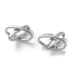 Brass Micro Pave Clear Cubic Zirconia Hoop Earrings&nbsp;EJEW-C121-11P