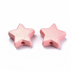 スプレープリントアクリルビーズ  ラバー加工スタイル  スター  鮭色  10.5x11x4mm  穴：1.5mm  約1890個/420g&nbsp;MACR-T037-06G