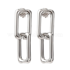 304ステンレススチール中空長方形ダングルスタッドピアス  ステンレス鋼色  36.5x11mm&nbsp;EJEW-Z135-01P