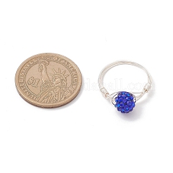Handmade Polymer Clay Rhinestone Finger Rings for Women&nbsp;RJEW-JR00920-01