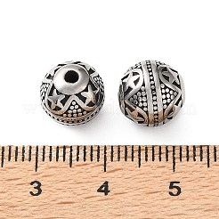 304ステンレススチールビーズ  星柄丸  ステンレス鋼色  9~10mm  穴：1.5mm&nbsp;SA-CBA043D-01H-AS