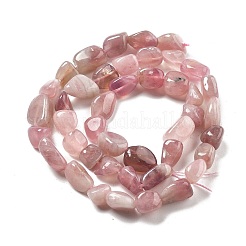 天然マダガスカル ローズクォーツビーズ連売り  ナゲット  8~15x5.5~12x4.5~10.5mm  穴：1~1.2mm  約40~42個/連  15.94''~16.34''（40.5~41.5センチメートル）&nbsp;G-C179-F01-01