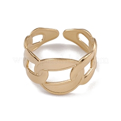 イオンプレーティング（IP）304ステンレススチールオーバルチェーンシェイプカフリングレディース用  14KGP本金メッキ  usサイズ5 1/2(16.1mm)&nbsp;RJEW-G285-13G