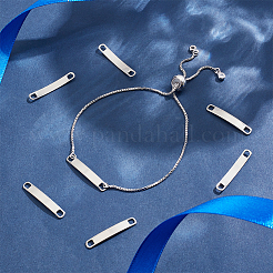 201 ステンレス鋼リンク/コネクター  カーブ四角形  空白タグのスタンプ  ステンレス鋼色  25x4x0.8mm  穴：3x2.5mm  100個/セット&nbsp;STAS-UN0063-39P