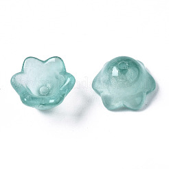 透明なスプレー塗装ガラスビーズ  花  ミディアムアクアマリン  7x11.5x11.5mm  穴：1.2mm&nbsp;GLAA-Q089-002A-001