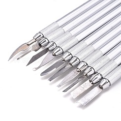 ワックスカービングナイフキット  粘土の彫刻  カービングモデリングツール  ステンレス鋼色  145~153x8mm  10個/セット&nbsp;TOOL-L010-008