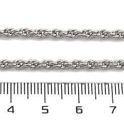 3mm真鍮ロープチェーンネックレス男性用女性用  長持ちメッキ  ステンレス鋼色  19.69インチ（50cm）&nbsp;NJEW-G160-10P