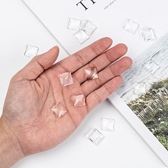 透明なガラスの正方形カボション  透明  15x15x5mm&nbsp;GGLA-S022-15mm