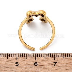 女性用304ステンレススチールオープンカフリング  文字L  18KGP本金メッキ  文字m  13~14x7~15mm&nbsp;RJEW-M060-01G-13