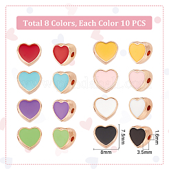 80Pcs 8 Colors Light Gold Plated Alloy Enamel Beads&nbsp;ENAM-AR0001-47