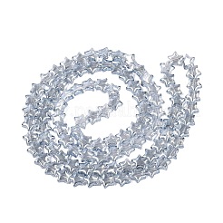 電気メッキ透明ガラスビーズ連売り  スター  ライトスチールブルー  9~9.5x9.5~10x4~5mm  穴：0.6~0.8mm  約100個/連  33.46インチ（85cm）&nbsp;EGLA-N056-04A-A05